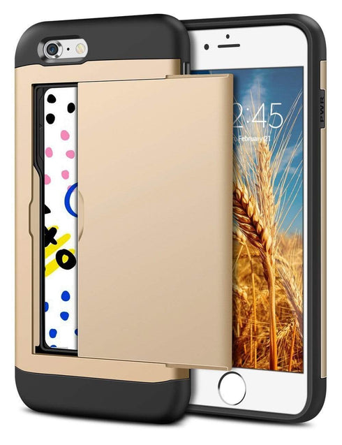 AussieSuperStore Homeware Supplies iPhone 7 Wallet Case Hybrid Resistant Shockproof Hard Shell with Card Holder Gold iPhone7 Wallet Case Hybrid Resistant Shockproof Hard Shell Cover Gold CBI7CARDCASGOLD